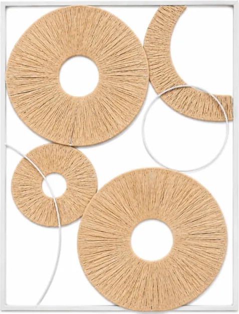 Dekoracja ścienna CIRCLES metalowa 48x68 cm, biała / beżowa