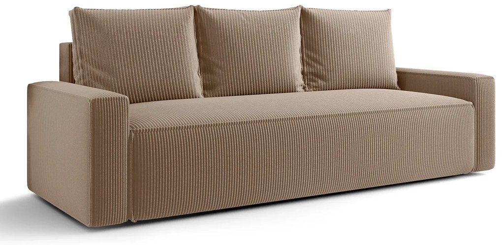 Beżowa sztruksowa sofa z funkcją spania N8-L66