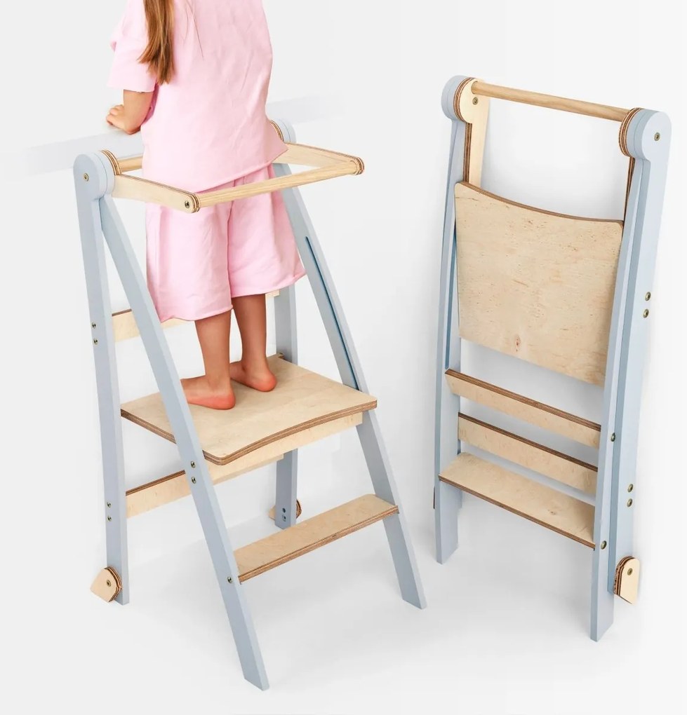 Wieża edukacyjna: Składany stołek dla maluchów - Szary