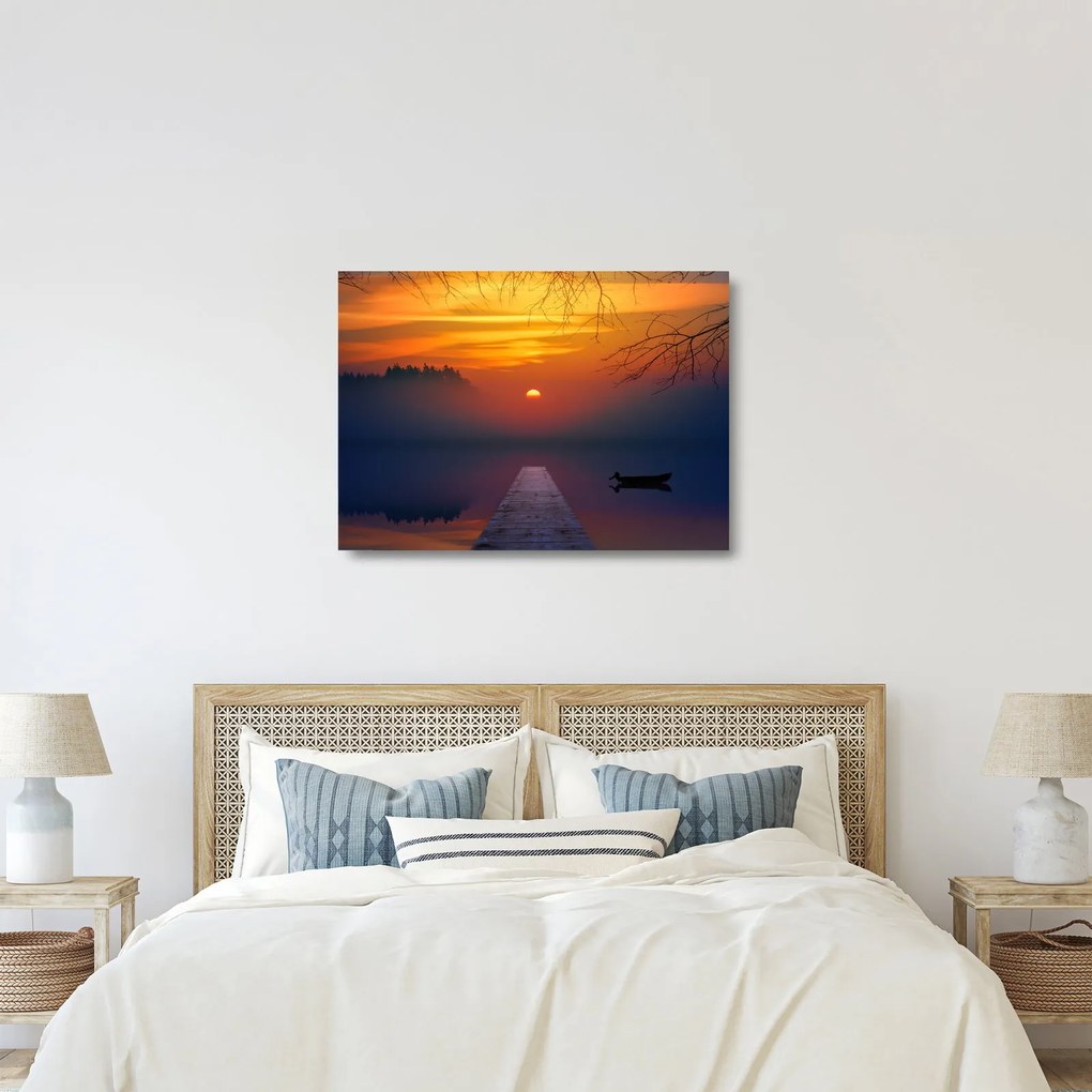 Obraz na szkle - most o zachodzie słońca (70x50 cm)