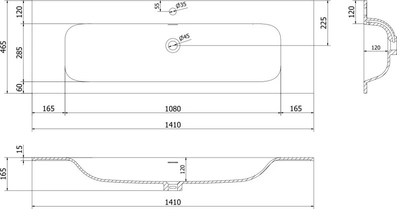Mexen Vela umywalka wpuszczana w blat 141 x 46,5 cm, czarna mat - 25231471