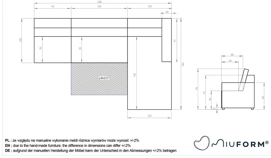 Beżowy rozkładany narożnik modułowy ze schowkiem (prawostronny) Lulu – Miuform