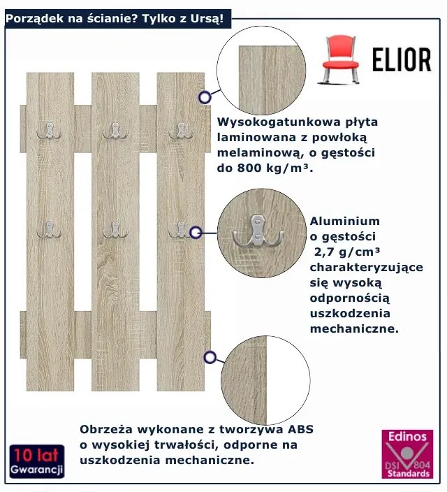 Wieszak minimalistyczny ścienny dąb sonoma G9-D08