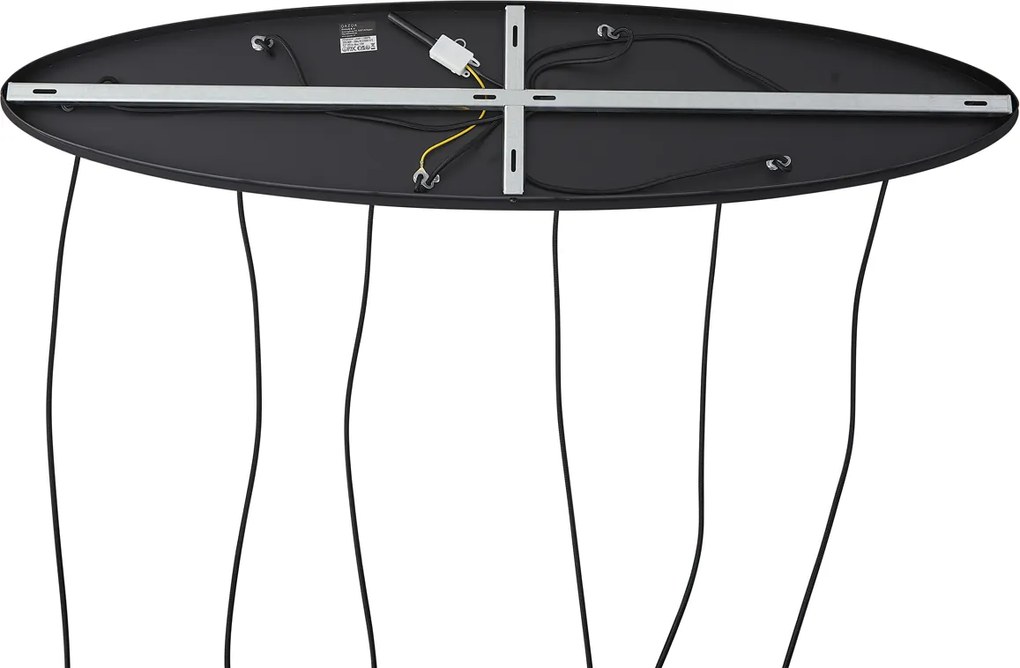 Lampa wisząca czarna z bursztynowym, przydymionym i przezroczystym szkłem, 6-punktowa - Elena