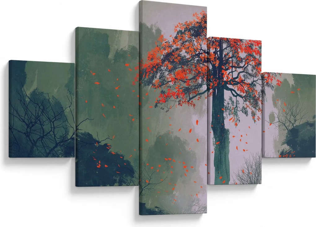 Obraz samotnego czerwonego drzewa (125x70 cm)