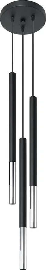 Czarna chromowana potrójna lampa wisząca tuba - EX721 L3-A55