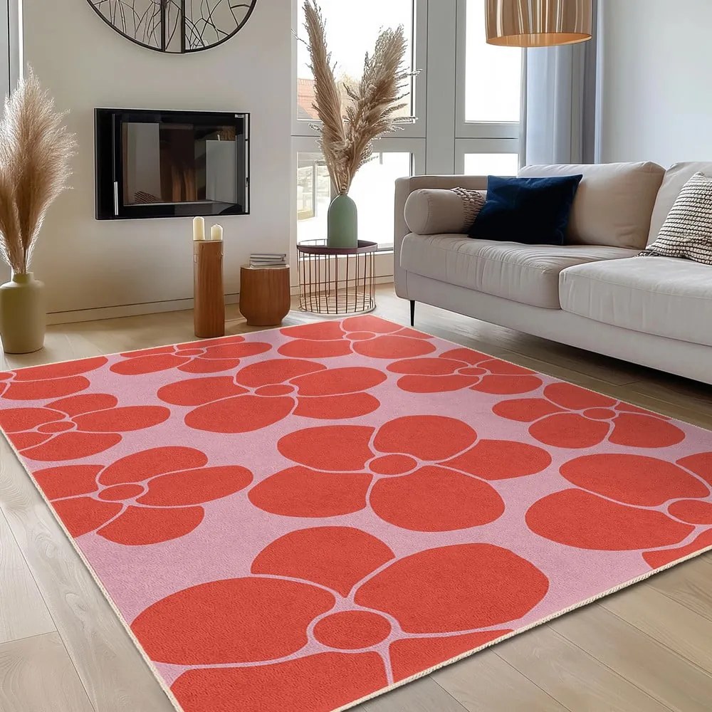 Czerwono-różowy dywan odpowiedni do prania 60x100 cm Poppy Fields – Mila Home