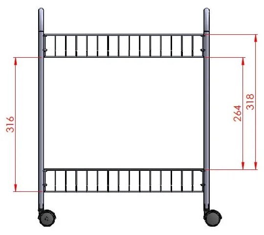 Regał 2-poziomowy na kółkach Metaltex Greg, dł. 41 cm