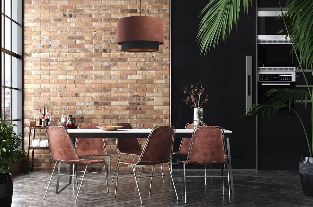 Lampa wisząca DOUBLE ZAMSZ 60 bordowa/czarna BPS KONCEPT