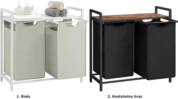 Regał Z 2 Koszami Na Pranie Rustykalny Brąz L7-Z52