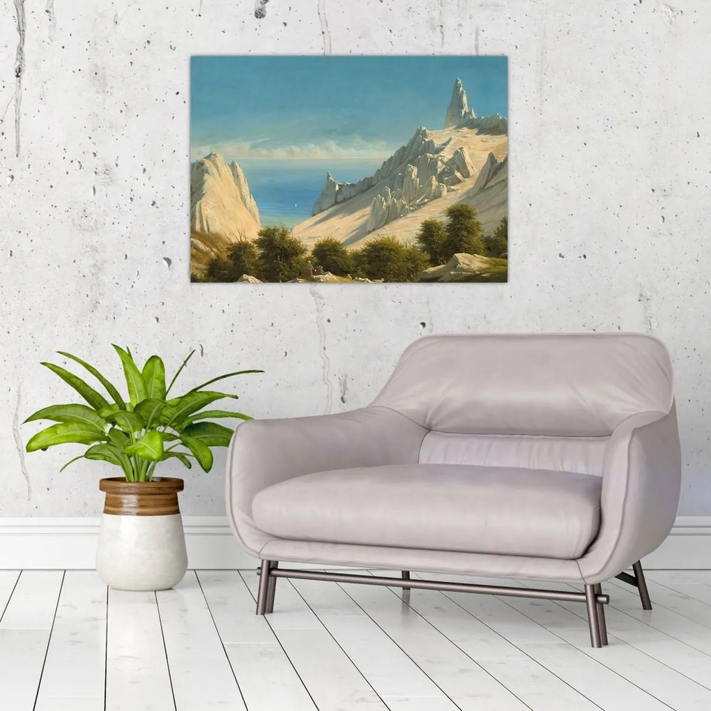 Obraz - Georg Emil Libert, View of Sommerspiret, the Cliffs of Møn, reprodukcje (70x50 cm)