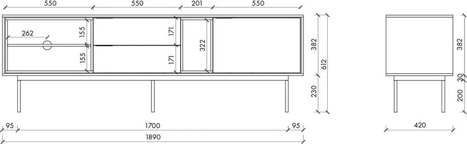 Szarobeżowa szafka pod TV 189x61x42 cm Mod – noo.ma