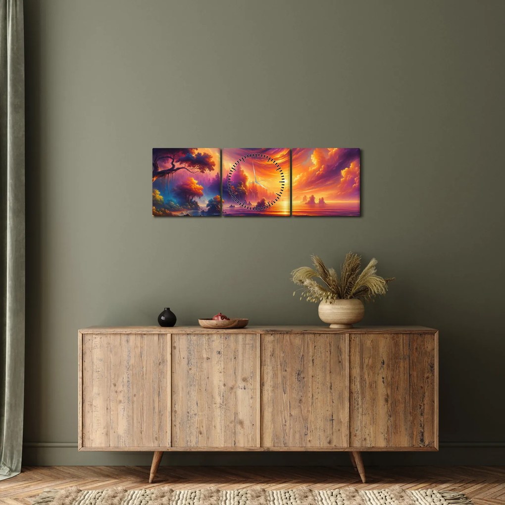 Obraz - Magiczny świat (z zegarem) (90x30 cm)