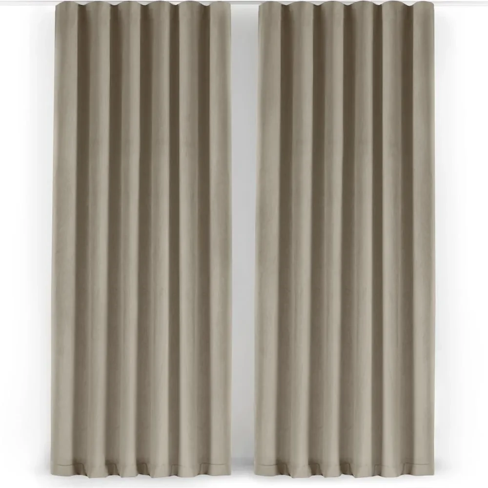 Beżowa aksamitna zasłona częściowo zaciemniająca (dimout) 530x300 cm Velto – Filumi
