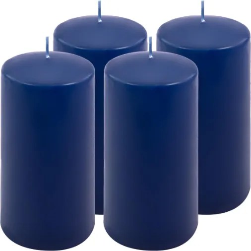Niebieskie świece filarowe 4 szt. 15x7,5 cm bez zapachu