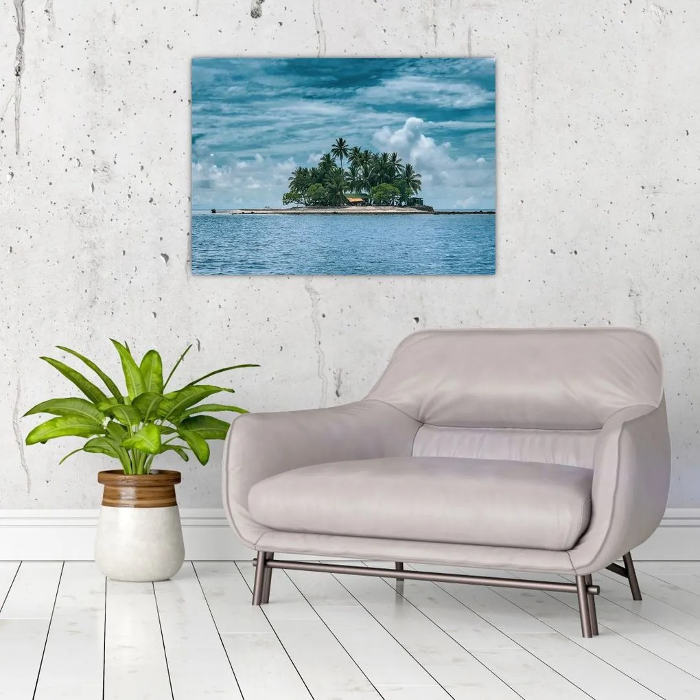 Obraz na szkle - wyspa na morzu (70x50 cm)