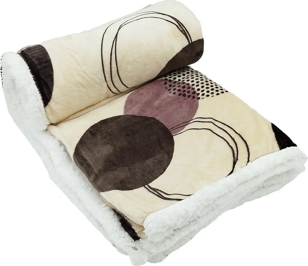 Koc z barankiem Koła brązowy, 150 x 200 cm