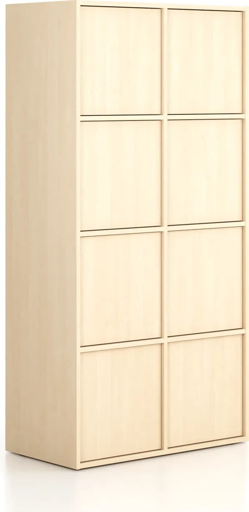 Szafka biurowa FRAME, 8x drzwi, 872 x 450 x 1735 mm, PUSH-lock, brzoza