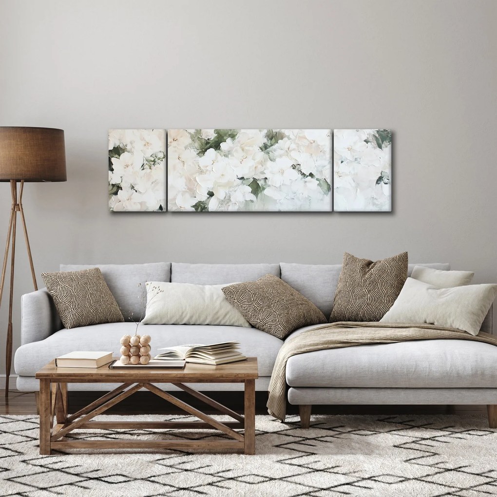 Obraz - Abstrakcja białych kwiatów (170x50 cm)