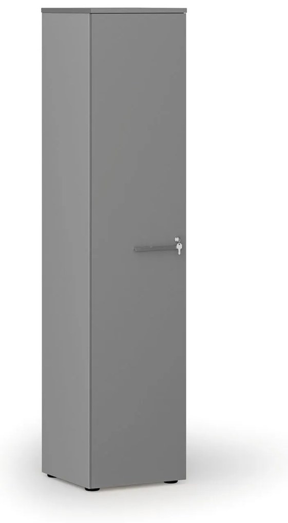 Szafa biurowa wąska PRIMO GRAY, 1781 x 400 x 420 mm, szary/grafit