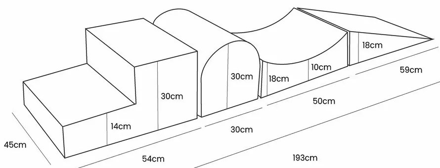 Szaroniebieski aksamitny piankowy plac zabaw 4 szt. wysokość 30 cm 45x193 cm Montessori – Meowbaby