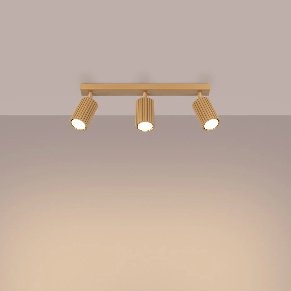 Listwa oświetleniowa 3-punktowa KARBON 3L złota ryflowana SOLLUX  LIGHTING