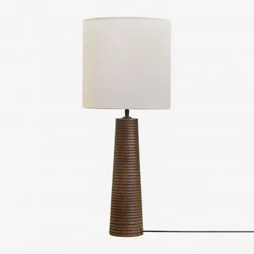 Lampa Stołowa Z Drewna Mango Malva ↑40 Cm & Arlina Biała Ø30 Cm - ↑30 Cm - Sklum