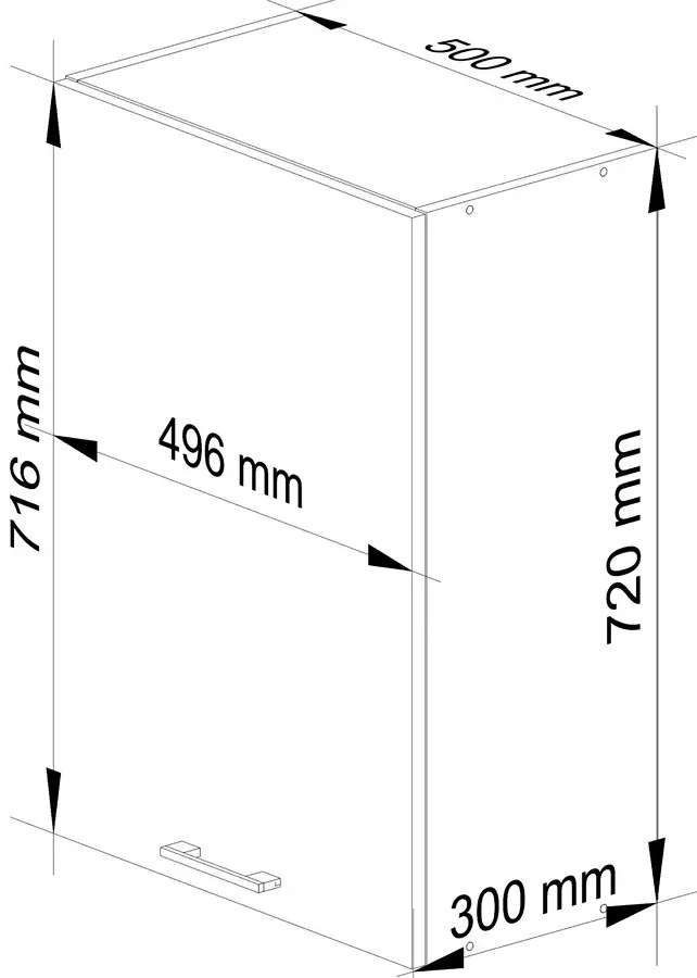 Minimalistyczna górna szafka kuchenna 50 cm W5-F43