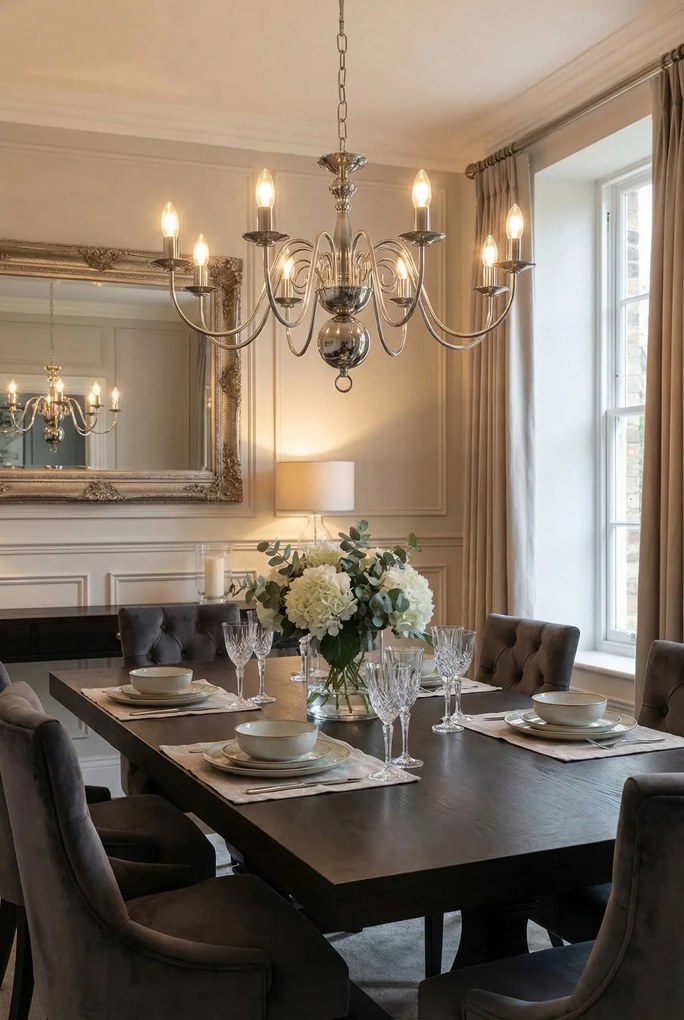 Srebrny żyrandol w formie świecznika - 5X EX170 A1-N88