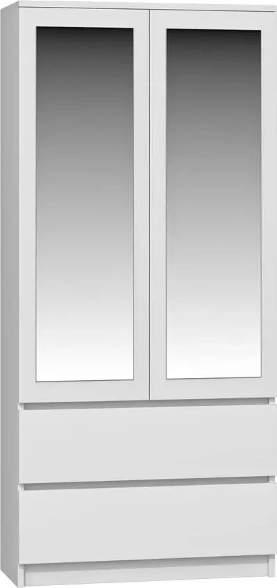 Biała minimalistyczna szafa z lustrem G3-M15