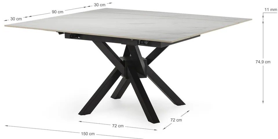 Rozkładany stół z dodatkowym blatem z kamiennym blatem 90x150 cm Arlene – Marckeric