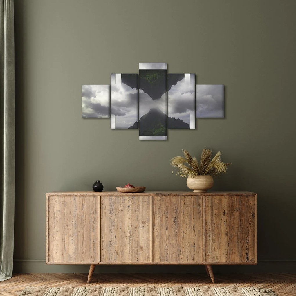 Obraz - Góry na Islandii, geometryczny kolaż (125x70 cm)