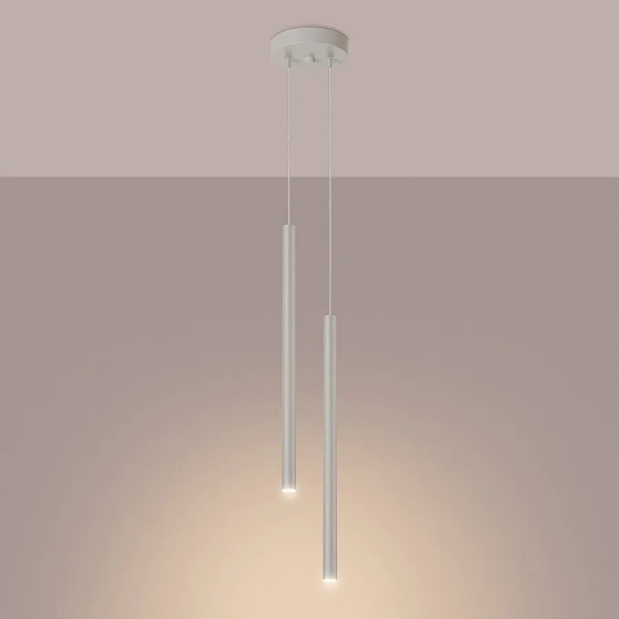 Lampa wisząca nowoczesny Brill, stal - 2 źródło światła 3000K - L.15 x H.104 cm - beżowy