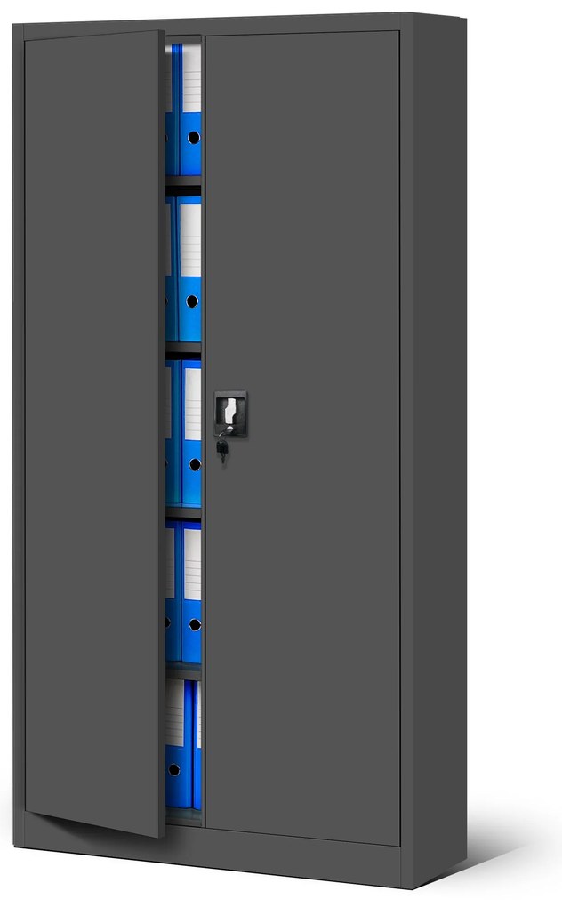Zestaw 4x szafa biurowa metalowa na akta antracytowa, 900x1850x400 mm: JAN