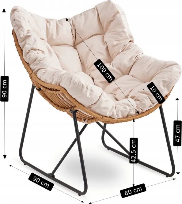 Fotel Wypoczynkowy Ogrodowy FIN na Płozach Beżowy Nowoczesny