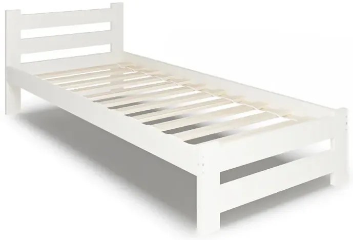 Białe jednoosobowe łóżko z drewna 80x200 W5-D07