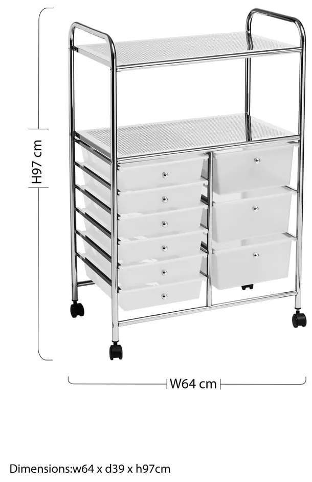 Plastikowy regał na kółkach w biało-srebrnym kolorze 64x97 cm – Premier Housewares