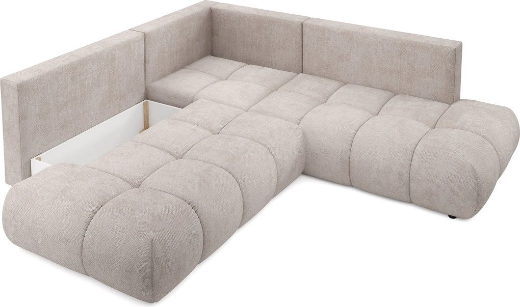 Masseno Narożnik DUCA z funkcją spania i pojemnikiem na pościel Narozniki L, Rozkładana sofa - Beżowy, FLOW 03