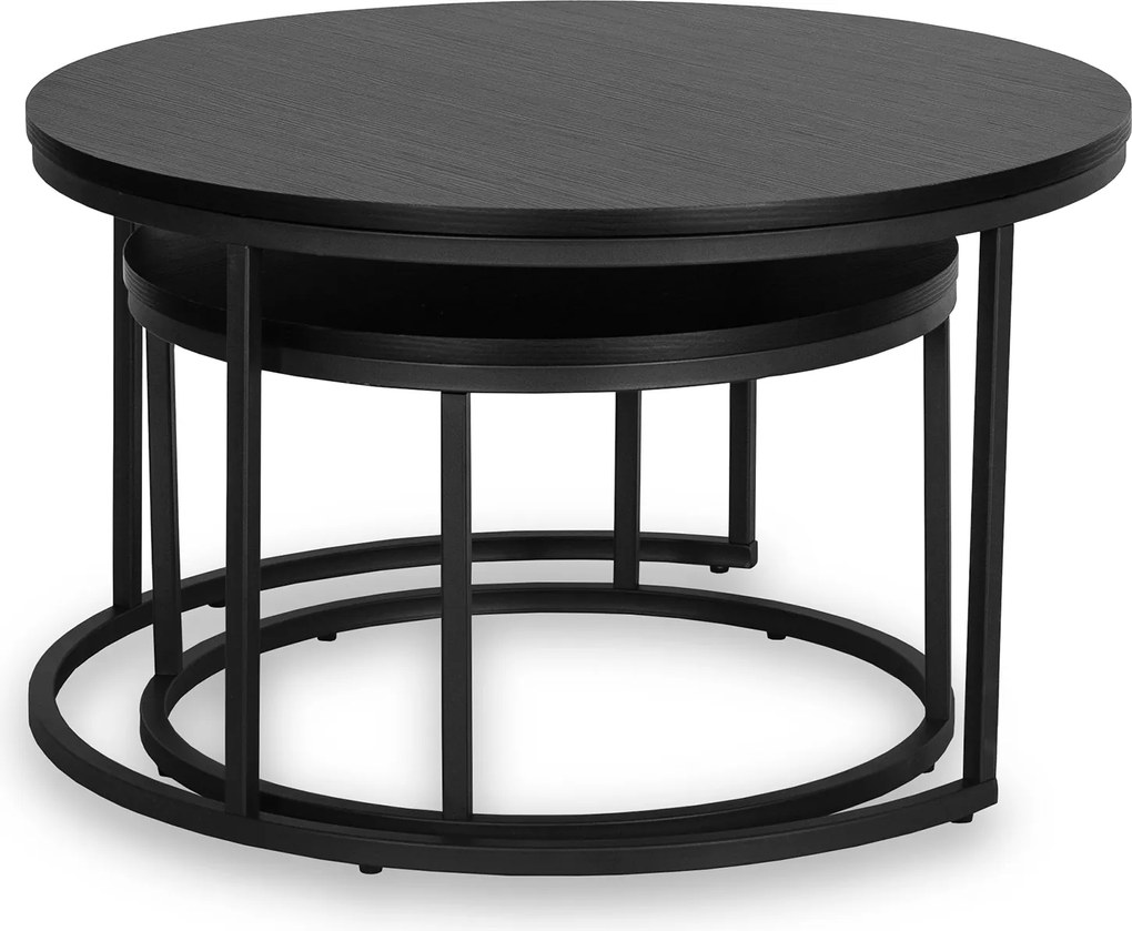 Zestaw Stolików Kawowych MANU MAX 60 cm/80 cm Czarny Nowoczesny Loft