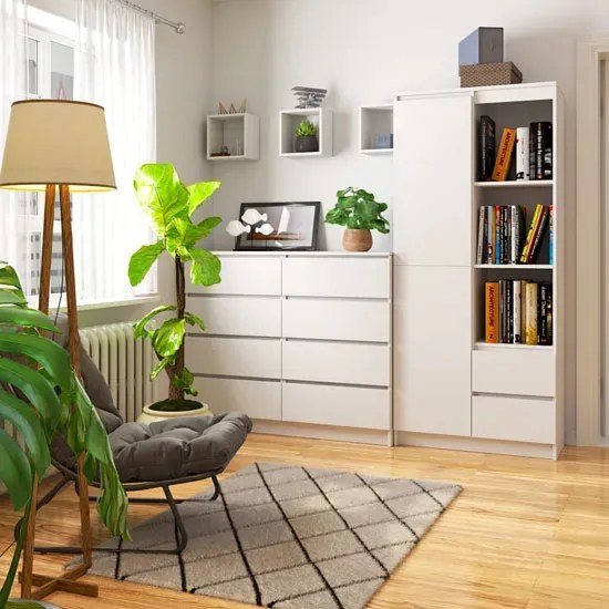 Biały regał biurowy z szufladami T5-M73