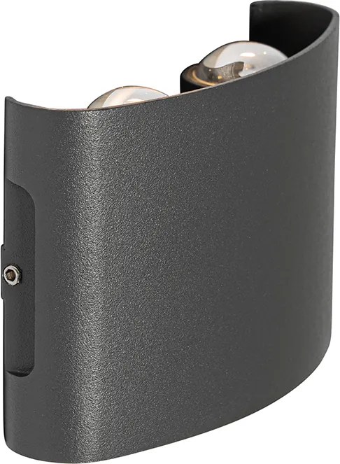 Lampa ścienna zewnętrzna ciemnoszara z diodą LED 4-punktowa IP54 - Silly