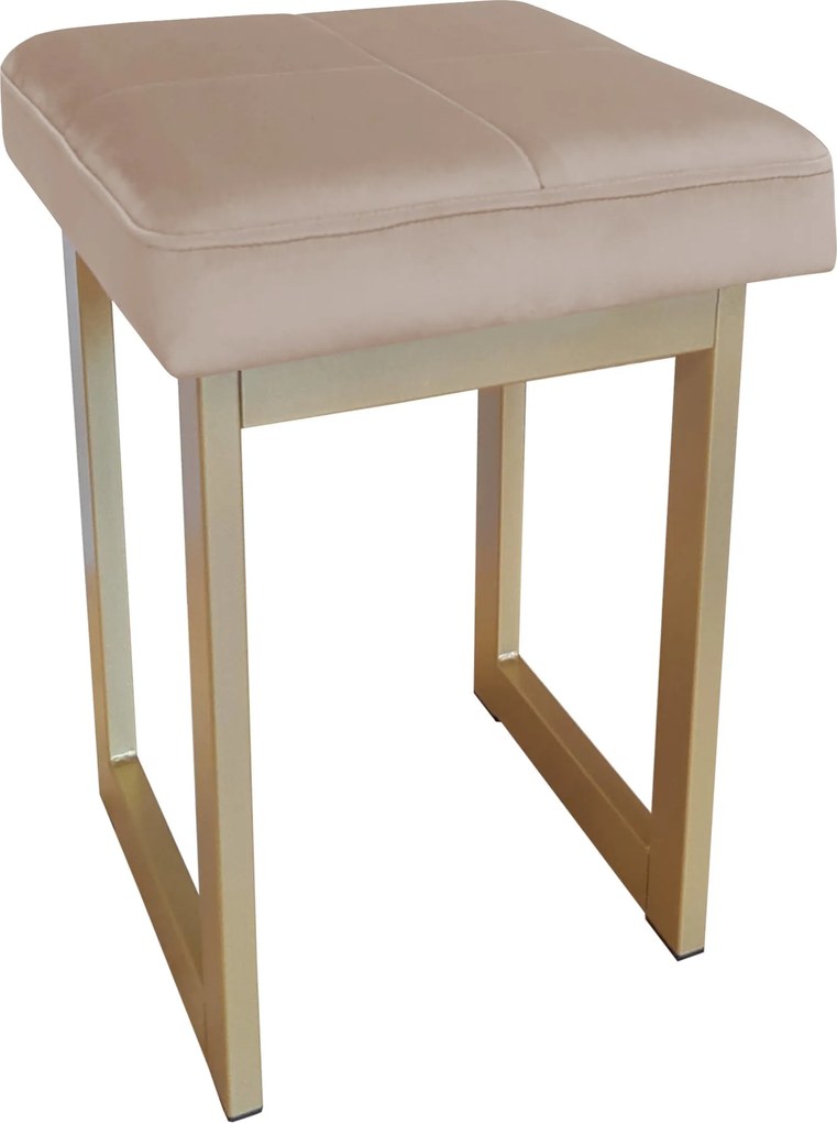 Taboret SOLID tkanina Welur stelaż metalowy STOŁEK LOFT : Kolor Stelaża - Złoty, Kolor tkaniny - VELVET - MG06, Typ tkaniny - Velvet, Wysokość - 60 cm