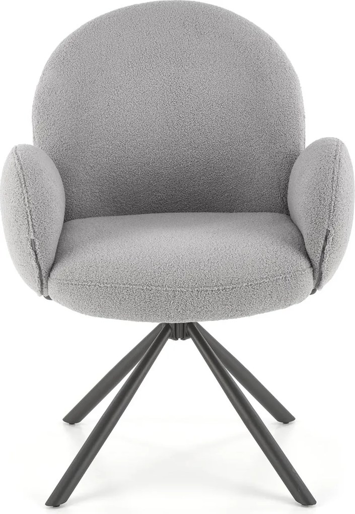 Obrotowy fotel jadalniany K498 z tkaniny bouclé