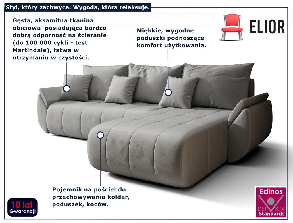 Jasnoszary narożnik z funkcją spania C1-H66