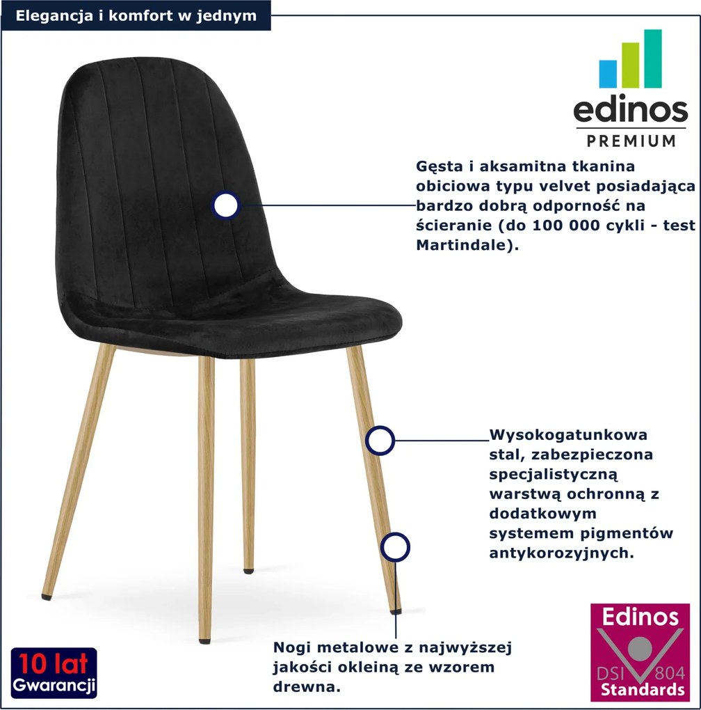 Czarne tapicerowane krzesło do stołu F6-R19