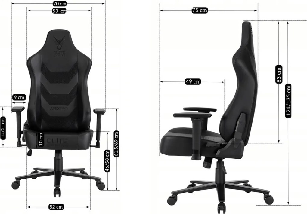 Fotel gamingowy Apex - ergonomiczny fotel dla graczy ekoskóra, czarny