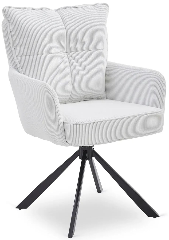 Sztruksowy kremowy fotel obrotowy - Herry