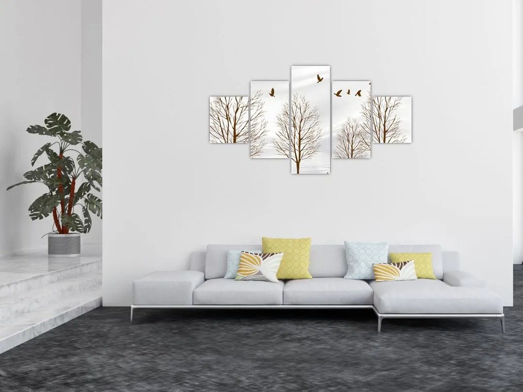 Obraz - Jeleń przed rzeką (125x70 cm)