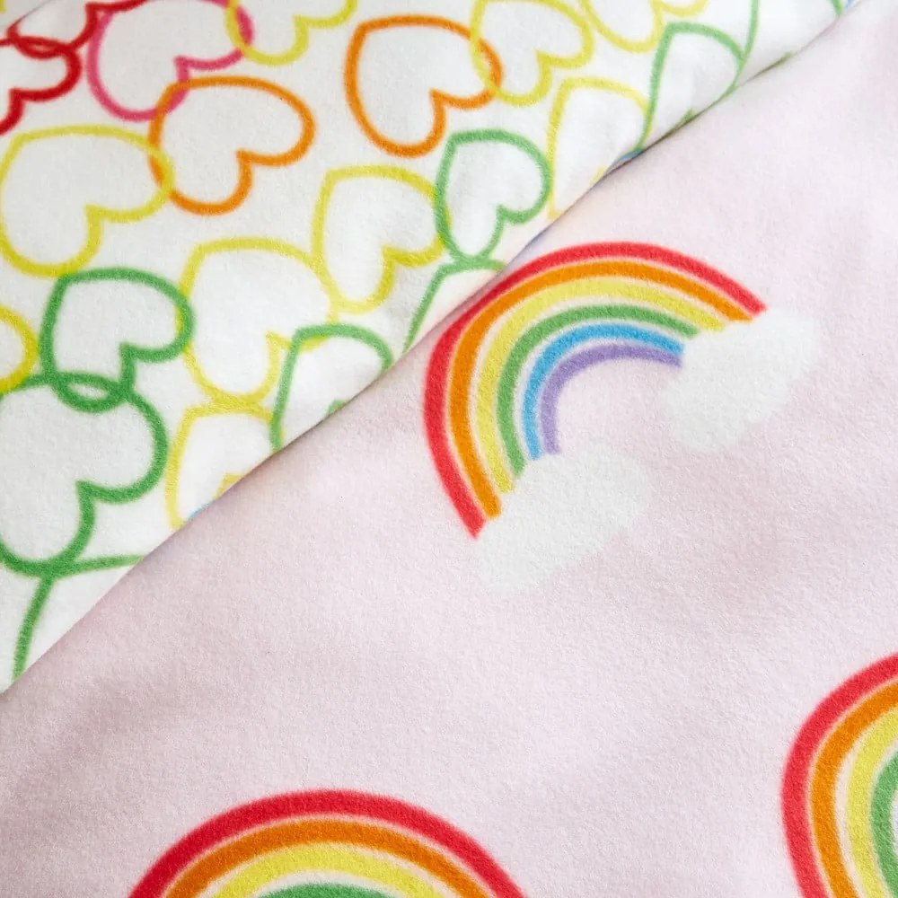 Flanelowa pościel dziecięca jednoosobowa 135x200 cm Rainbow Hearts – Catherine Lansfield