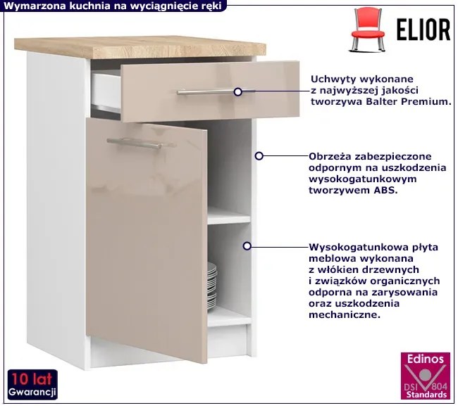 Nowoczesna szafka kuchenna w kolorze cappuccino - Cortez 10X
